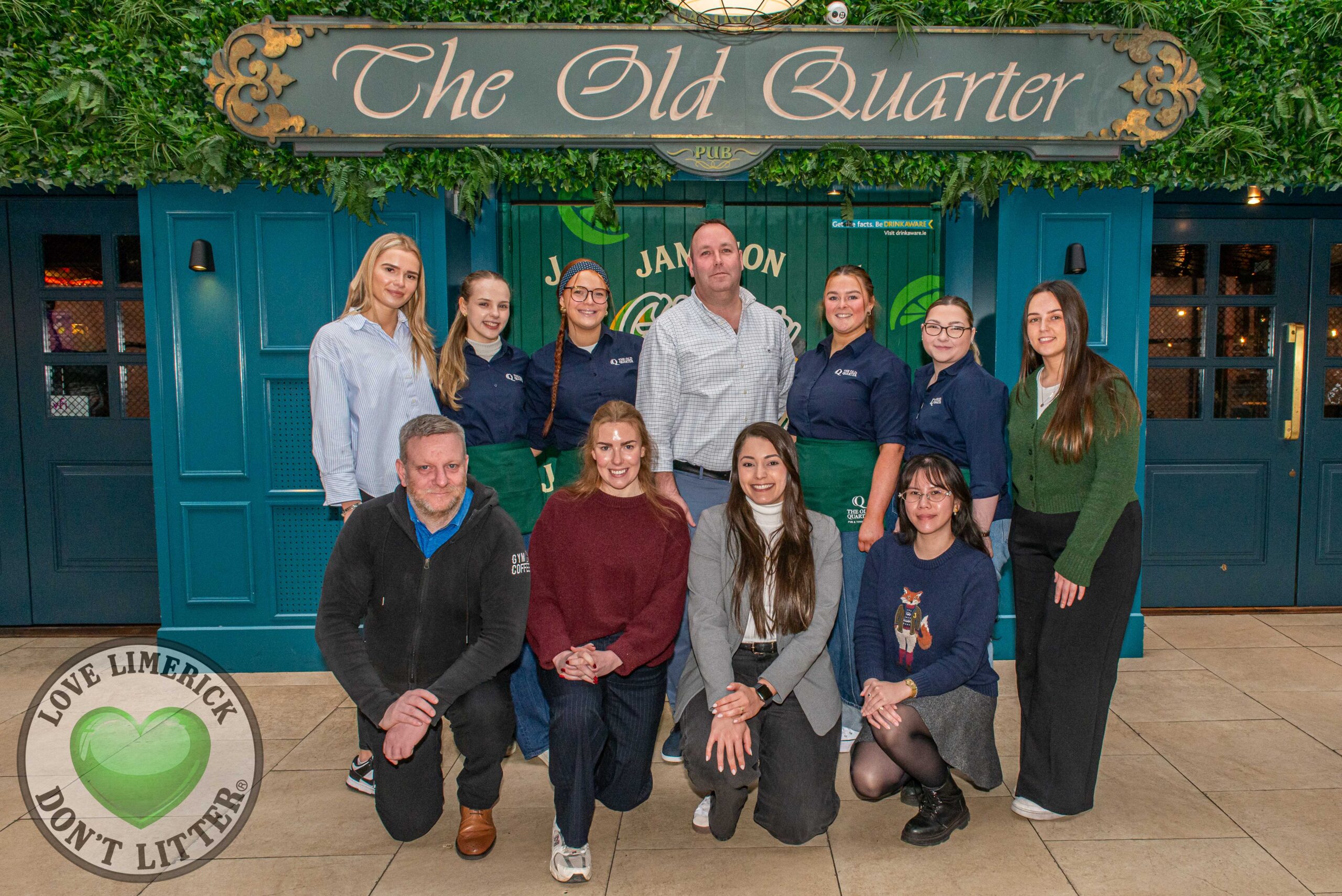 Staff outside the outdoor beer garden at The Old Quarter Publication in Limerick