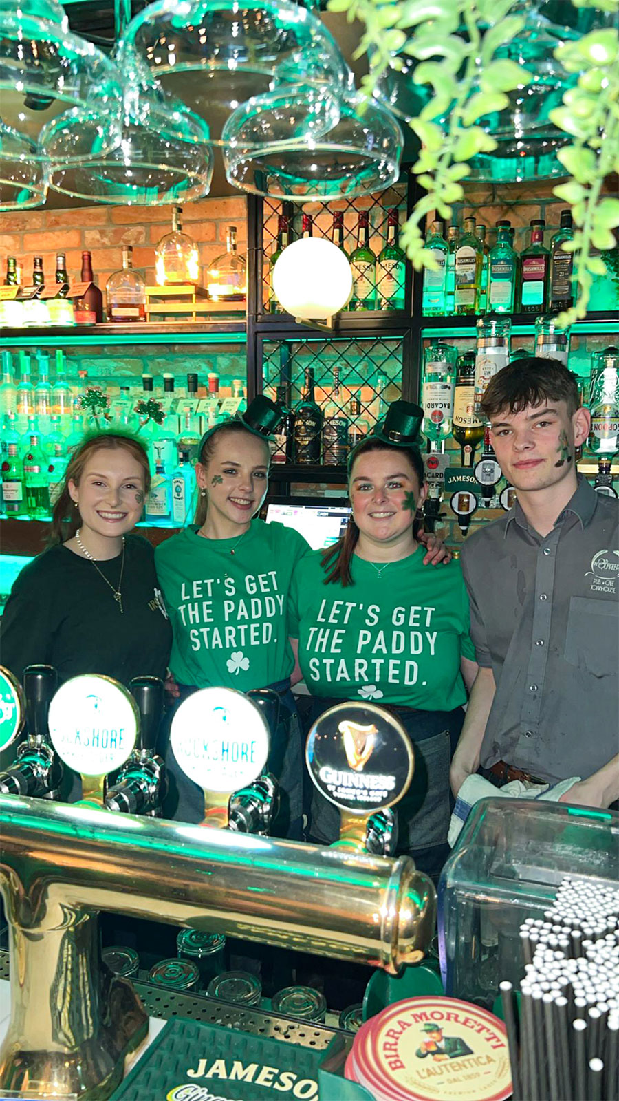 Graphic showcasing St. Patrick’s Day at The Old Quarter, one of the best spots for live music, food, drinks, and St. Patrick’s Day celebrations in Limerick city centre.