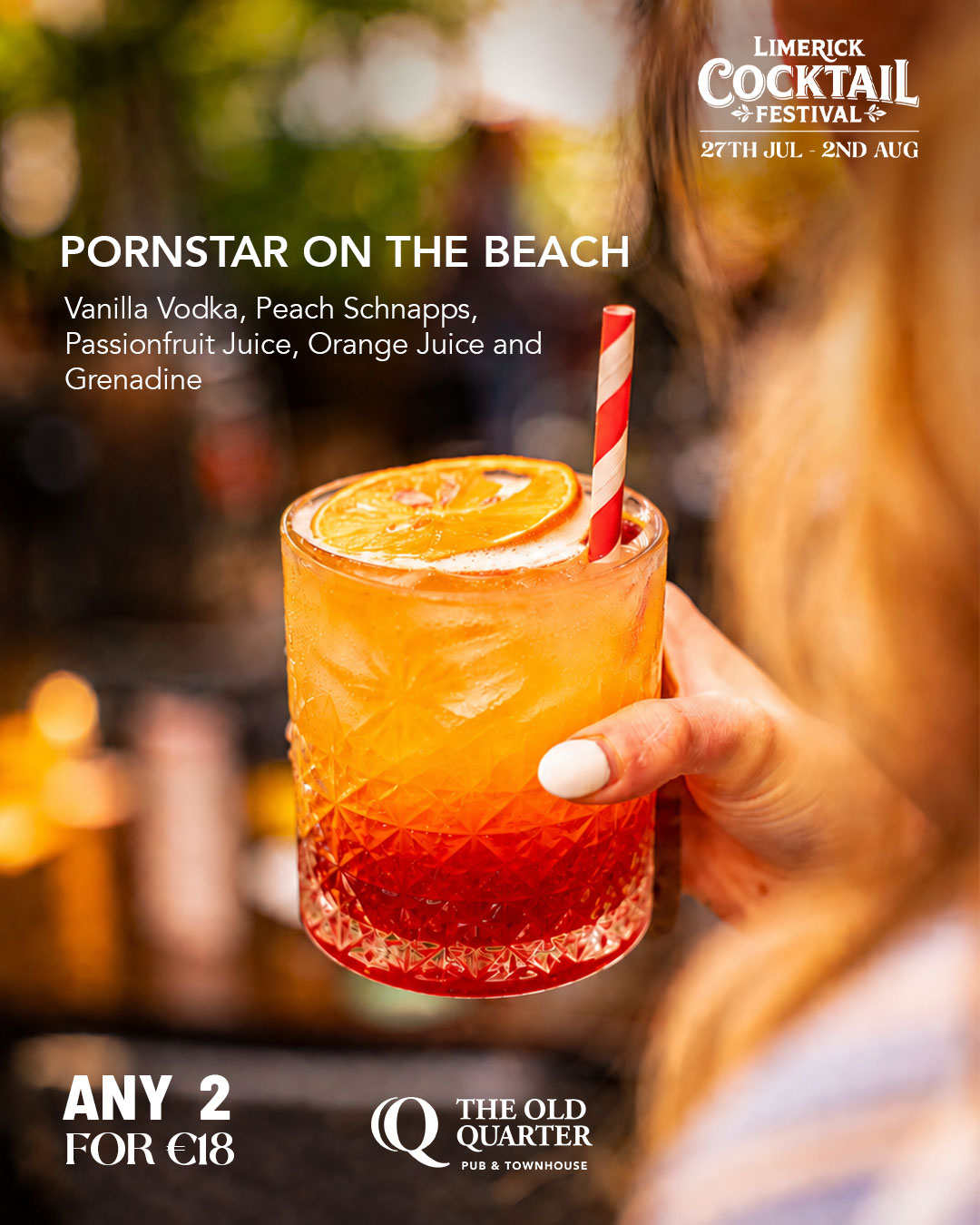 The Old Quarter Pub is delighted to be part of the very first Limerick Cocktail Festival. ✨ Any 2 Cocktails for €18 ✨ Choose from our full cocktail menu ✨ Exclusive with your Festival Wristband Whether you’re a fan of classics or looking to discover a new favourite, this is the perfect excuse to sip your way through the festival.
